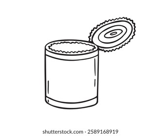 Tin can doodle hand drawn icon. Tin can camp canned drawing outline clipart. Vector illustration