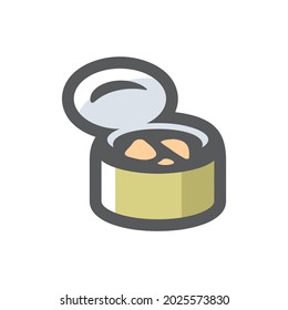 Tin can with food Vector icon Cartoon illustration.