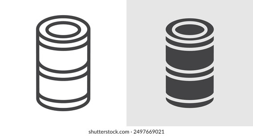 Tin can icon Black line art vector logo set