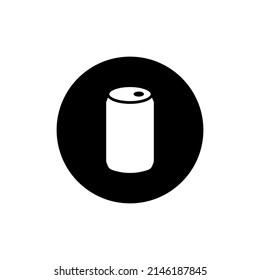 Tin can icon in black round