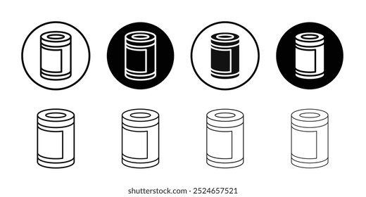 Ícone de lata de estanho Coleção de vetor de contorno fino plano