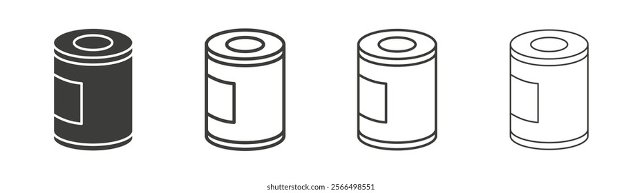 Tin can icon flat and linear vector illustration on white background.