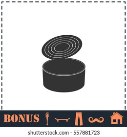 Tin can icon flat. Simple vector symbol and bonus icon