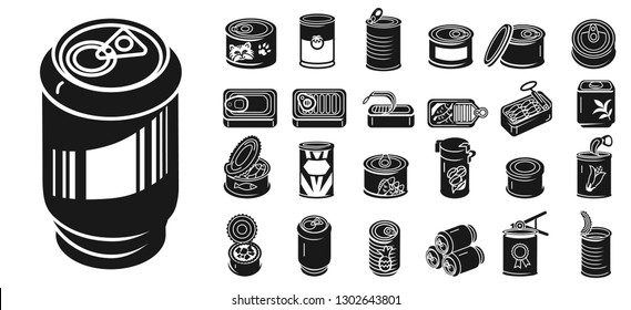 Tin Can Icons Set. Simple Set Of Tin Can Vector Icons For Web Design On White Background