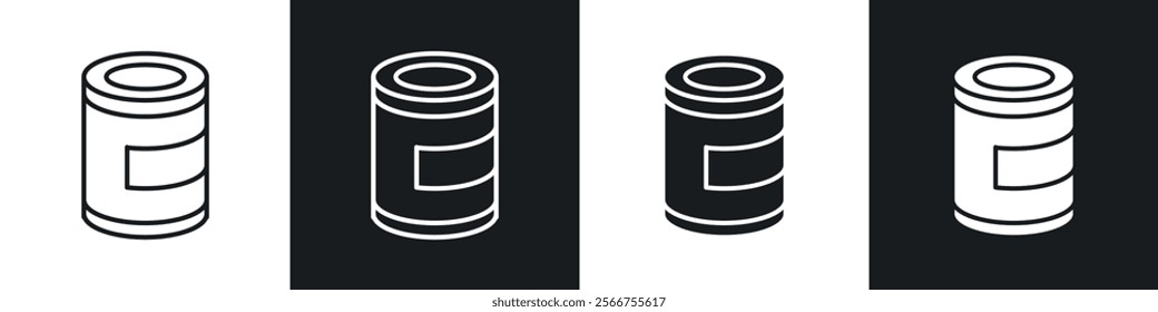 Tin can icons in Thin line black color. flat simple vector symbols illustration.