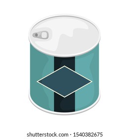 A tin can with a label. 3D vector illustration.