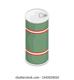 A tin can with a label. 3D vector illustration.