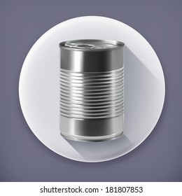 Tin can, long shadow vector icon