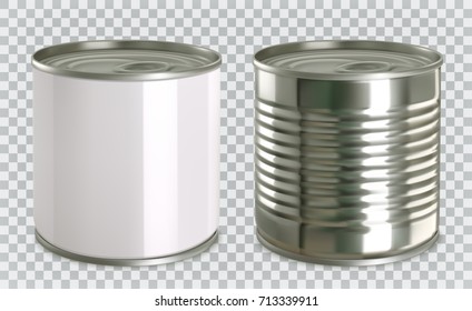 Tin can mock up. 3d realistic vector icon set