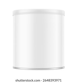 Tin can mockup for infant nutrition, baby powder milk, food. Vector illustration isolated on white background. Easy to use for presentation your product, idea, promo, design. EPS10.