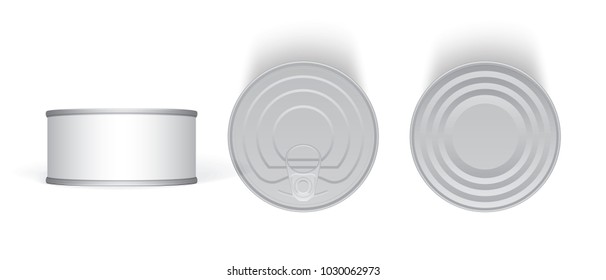 Tin can, mock-up, vector template.