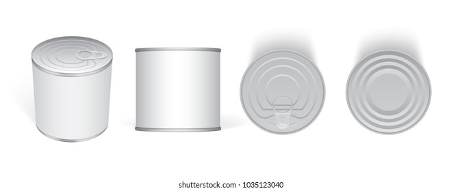 Tin can mock-up vector template