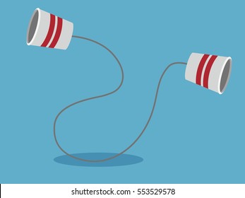 Tin Can Phone. Communication Concept. Vector Illustration.