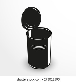 Tin can. Vector illustration. Black and white view.