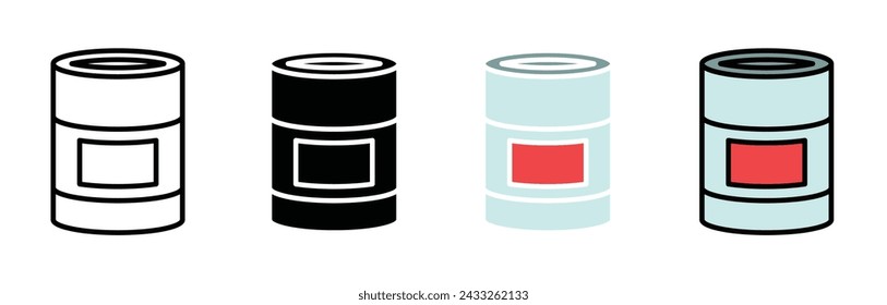 Tin Can Vector Illustration Set. Sealed Freshness Sign suitable for apps and websites UI design style.