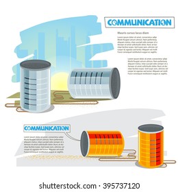 Tin cans to listening or talking together. Can Phone. communication concept - vector illustration