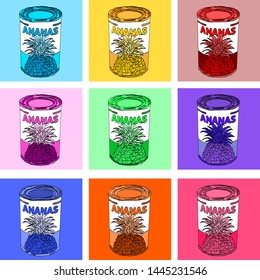  tin cans, pop art, vector illustration 