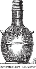 Tin canteen bottle (XVII century), From the Dictionary of Word and Things, 1888.