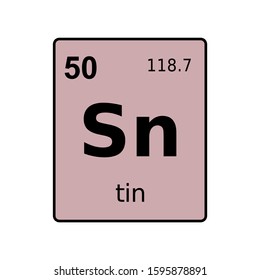 Tin chemical element of periodic table. Sign with atomic number.