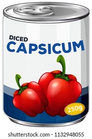 Una lata de ilustración de capsicum en cubitos
