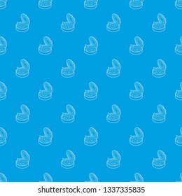Tin of earthworms pattern vector seamless blue repeat for any use