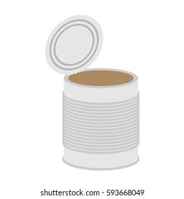 Tin empty open isolated. Can blank on white background