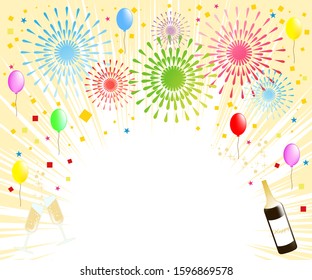 A Tin Gold background material with champagne, fireworks, balloons and confetti that can be used for celebrations. Rectangle size