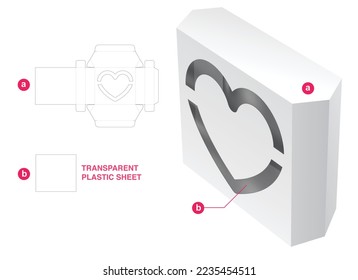 tin hexagonal box with heart window die cut template