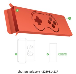 Empaquetado largo y de estampado con la ventana del controlador de juegos esténcil y la plantilla de corte 3D y mofa