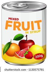 A tin of mixed fruit in syrup illustration