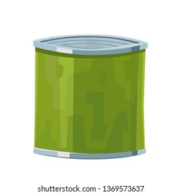 Tin packaging in cartoon style isolated on white background vector