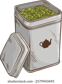 tin packaging isolated colored illustration