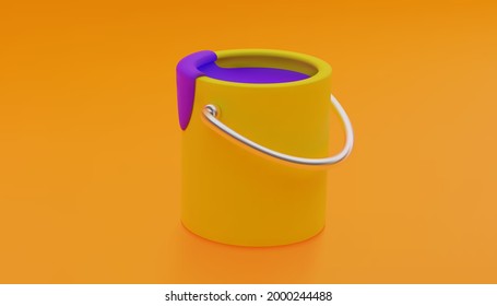 A tin of paint in cartoon style. 3D background. Vector illustration