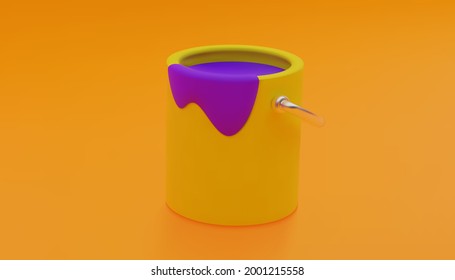 A tin of paint in cartoon style. 3D background. Vector illustration