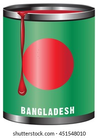 Tin with paint, the symbolic color of the flag State of Bangladesh.