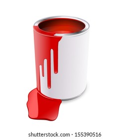 Tin Of Red Paint, Isolated Object