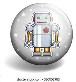 Robot de estaño en la ilustración de placa redonda