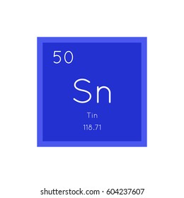 Tin simple style tile icon. Chemical element of periodic table. Vector illustration EPS8