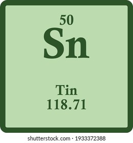 Tin Sn Post transition metal Chemical Element vector illustration diagram, with atomic number and mass. Simple outline design for education, lab, science class.
