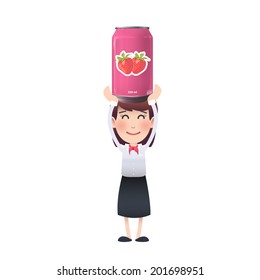  tin of strawberry juice. Vector design 