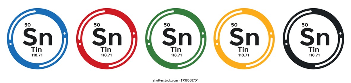 Tin symbol set. flat design vector illustration in 5 colors options for webdesign