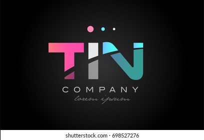 TIN t i n three 3 letter logo combination alphabet vector creative company icon design template modern  pink blue white grey