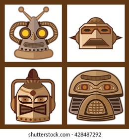 Tin Toy Robot Head vector new design.