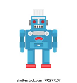 Tin toy robot, Vintage toy robot vector, illustration 