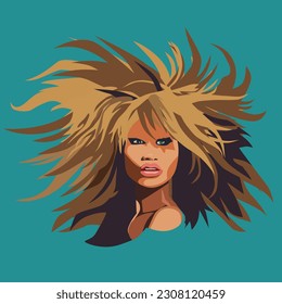 Tina Turner, art, vector, singer, glamour, woman, hair