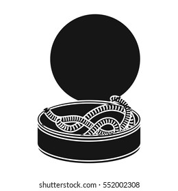 Tincan full of worms icon in black style isolated on white background. Fishing symbol stock vector illustration.