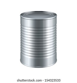 Tincan Ribbed Metal Tin Can, Canned Food. Ready For Your Design. Product Packing Vector EPS10 