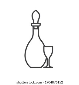 tincture carafe, decanter and glass - vector illustration