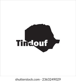 Mapa de Tinduf y diseño de letras negras sobre fondo blanco