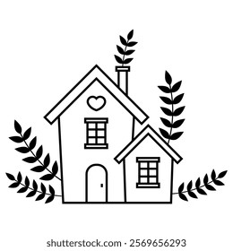 Tini house. Sign, symbol realtors, homes for Sale, Apartments, Houses for Rent. Scandinavian house. Hostel icon sign logo design. Flat vector illustration. House concept for your business